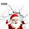 Indoor Outdoor Holiday Decor 3D Santa Claus Wall Sticker, Realistic Breaking Decal for Christmas Decoration, Festival Atmosphere Decoration Waterproof