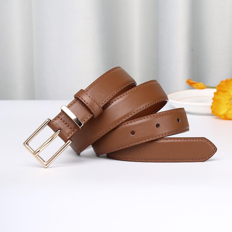 Light Luxury Simple Trend Fashion Versatile Leather Pin Buckle First Layer Cowhide High-End Women'S Belt Casual Pants Belt