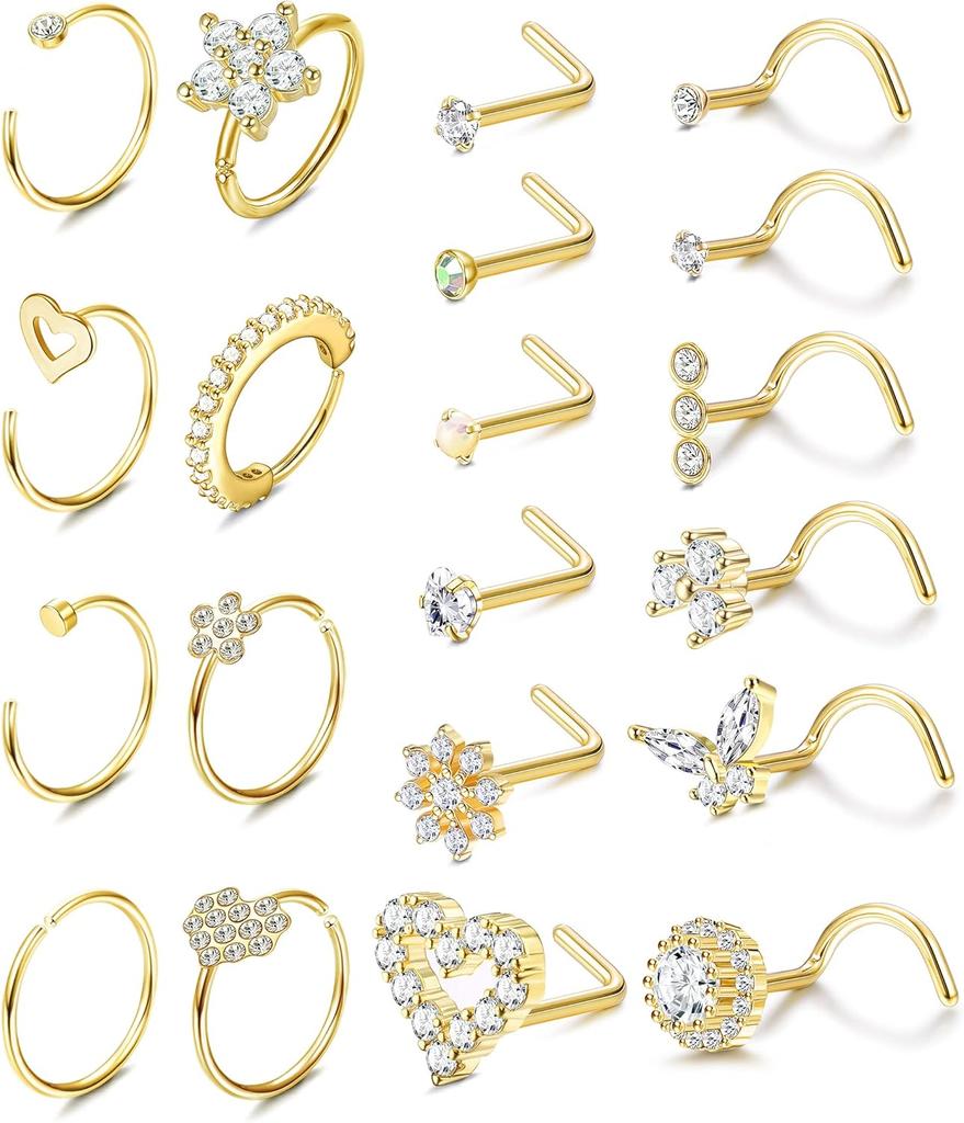 Bobisty Nose Ring Stainless Steel Nose Piercing Stud Septum Rings Lip Rings for Women Men