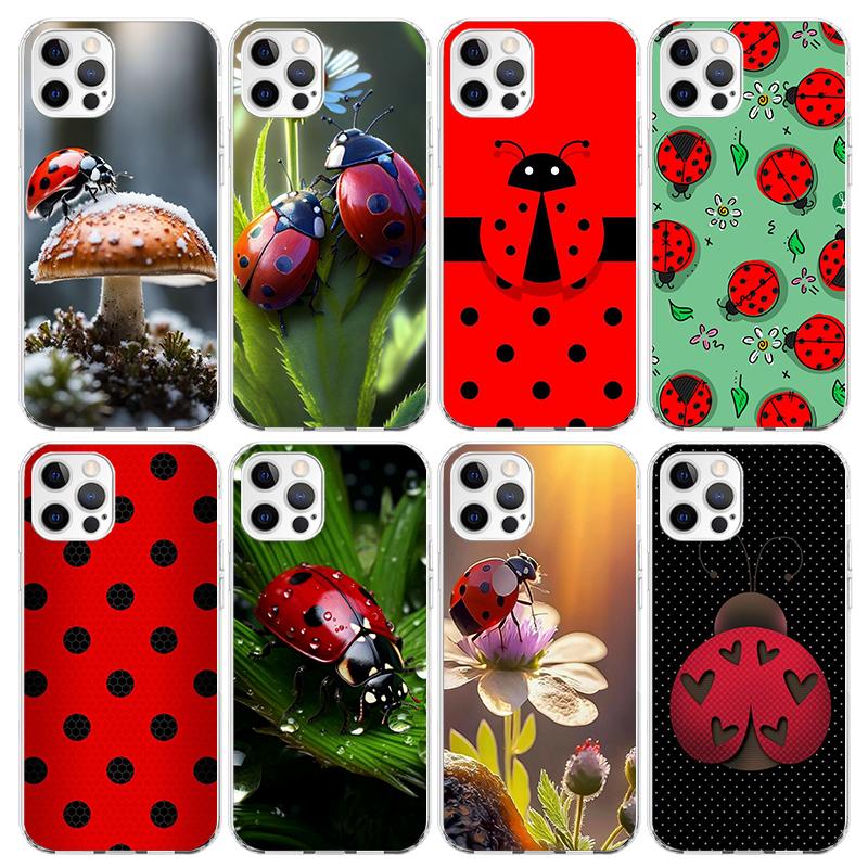Insect Seven-Star ladybug Phone Case For iPhone 17 Air 11 13 Mini 14 15 Plus 16 12 Pro Max 16E SE 7 8 Pattern Soft TPU Back Cove