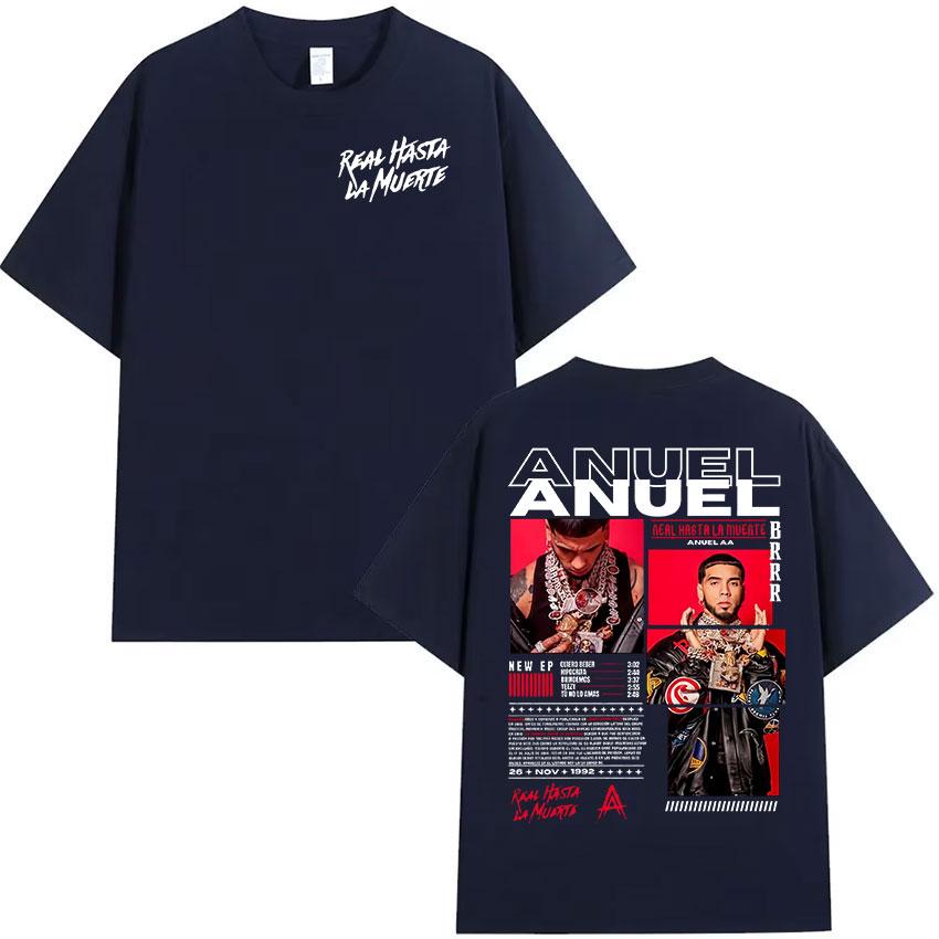 2025 Summer Rapper Anuel AA Real Hasta La Muerte Tour New Album Mens Hip Hop Gothic TShirts 100 Cotton Printed Tshirt