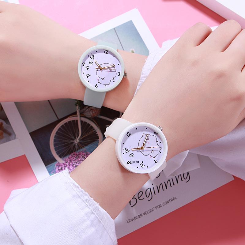 Harajuku Trendige Damen-Silikon-Quarzuhr im koreanischen Stil - Lässig, modisch, Studenten-Design