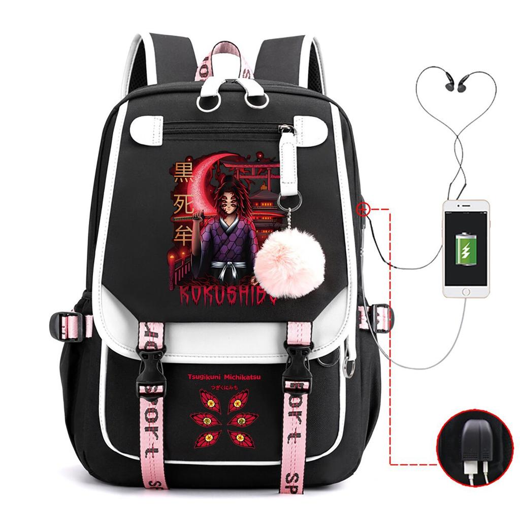 New Ghost Destroyer Peripheral Animation Korean Edition Student Leisure School Bag Large Capacity Multifunctional Backpack with USB