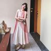 Real Shot Pink Splicing Big Skirt Dress Women's Summer New Holiday Style Super Good-looking Temperament Thin Vest Long Dress