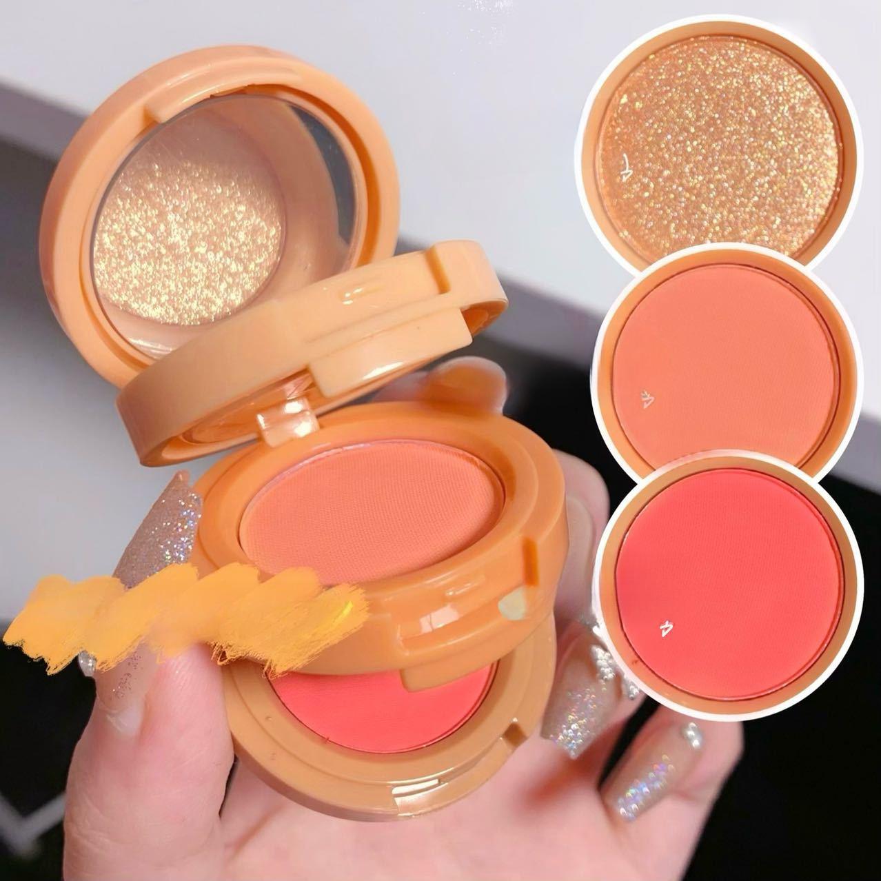 

3 цвета, пудра, румяна, матовая жемчужная пудра, сэндвич, Bento, лунный свет, русалка, молочный персик, трансграничный макияж, пластина для теней для век