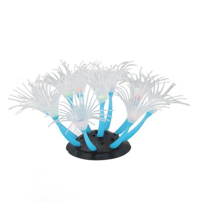 Aquarium Simulation Coral Lifelike Decorative Ornament Silicone Artificial Fish Tank Water Plant for Freshwater Blue
