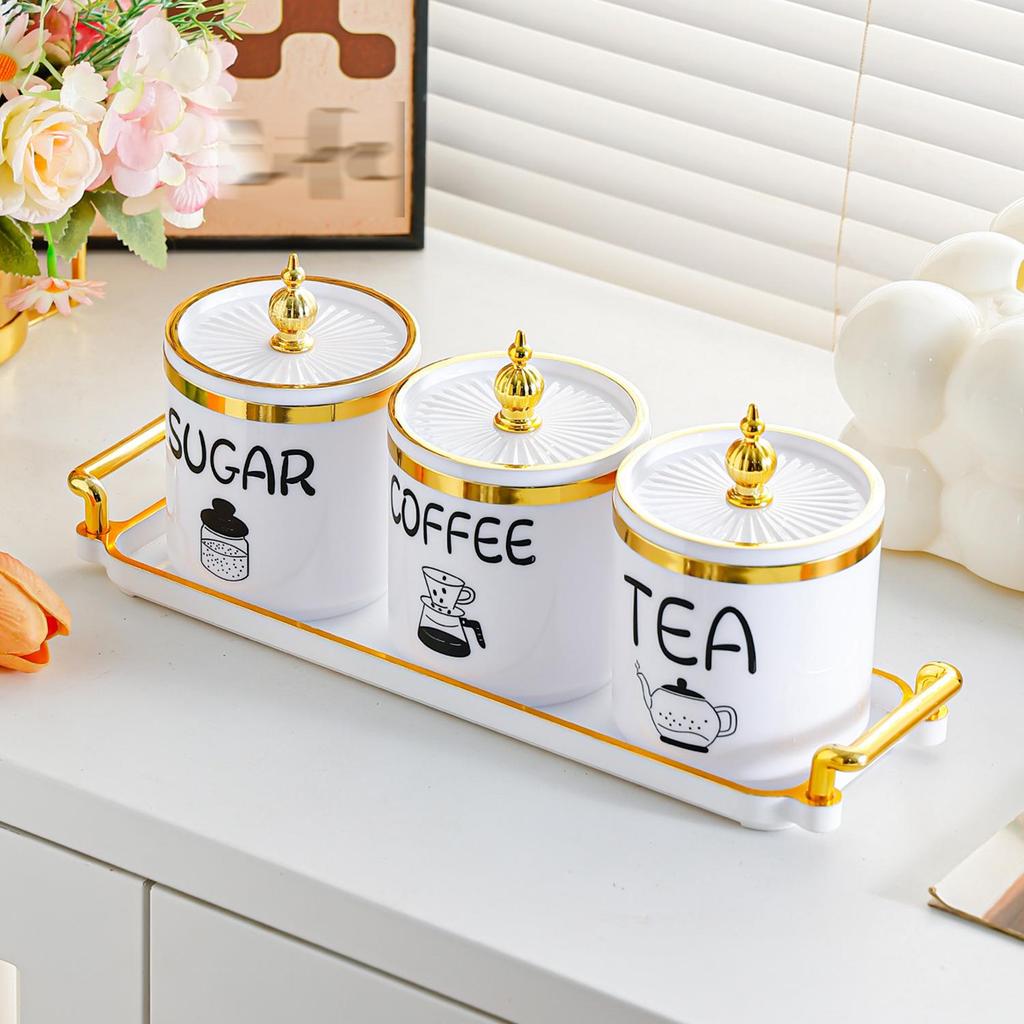 White Plastic Sealed Jars with Lids - Moisture-Proof Storage for Sugar, Tea, and Beans, High-End Design