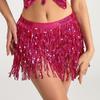 Sequins Belly Dance Waist Chain 4-Layer Tassel Hip Scarf Latin Dance Hula Short Skirt  Party
