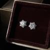 Simple Luxury Snowflake Zircon Stud Earrings Fashionable Chic Dazzle Jewelry