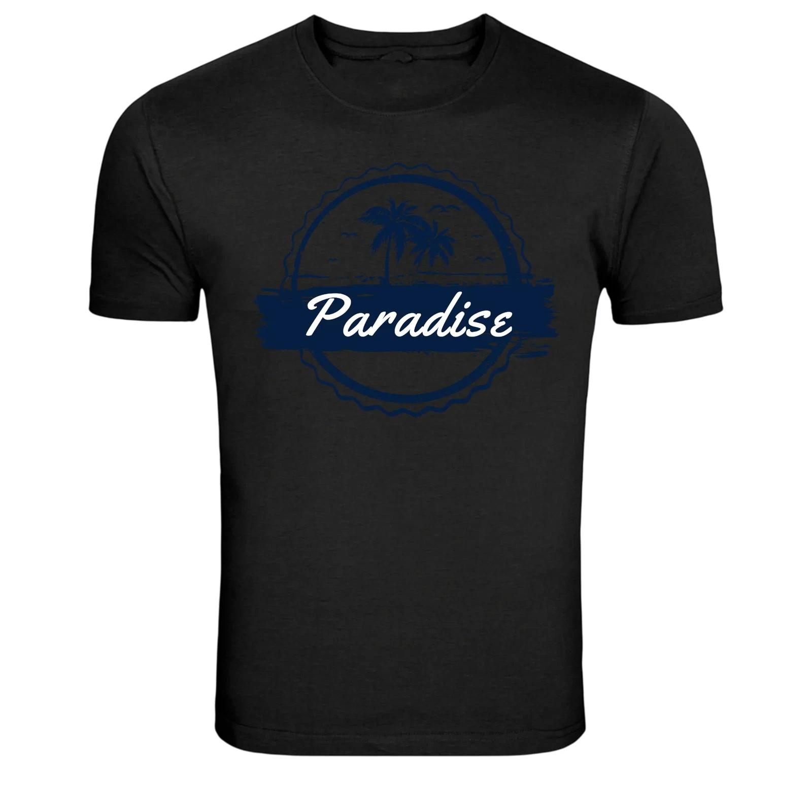 Paradise Tropical Island Beach Palm Graphic T-Shirt S