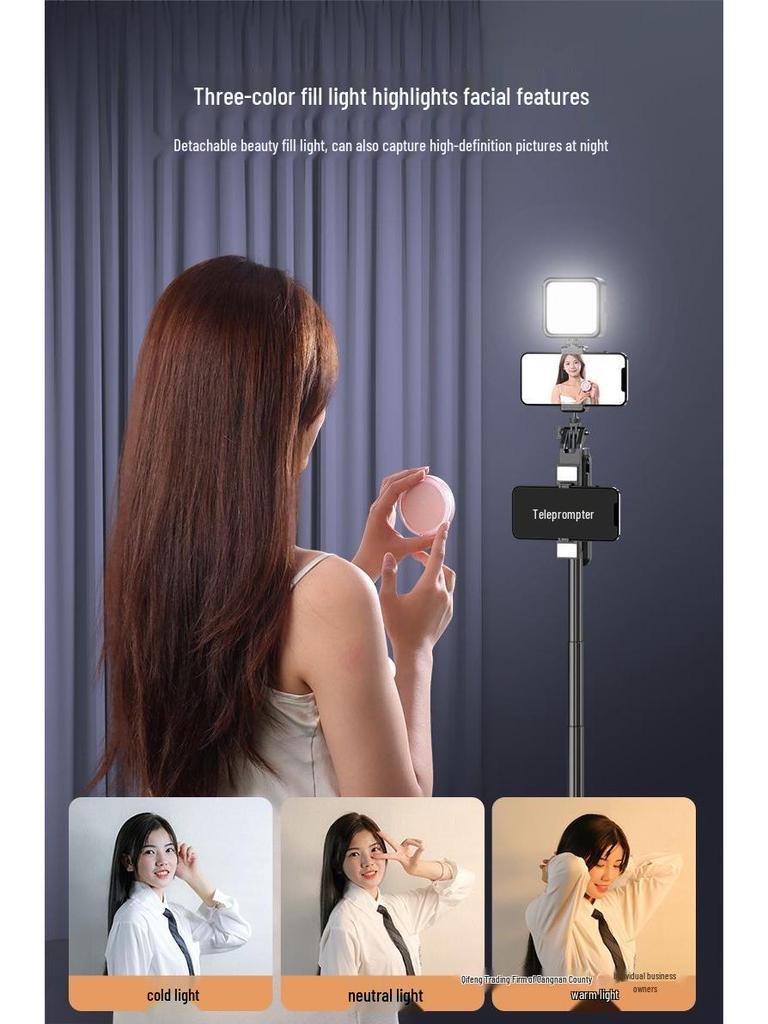 1.8m Anti-Shake Gimbal Selfie Stick Tripod for Mobile: 360° Rotation, Ideal for TikTok Live Streaming and Handheld Shooting.