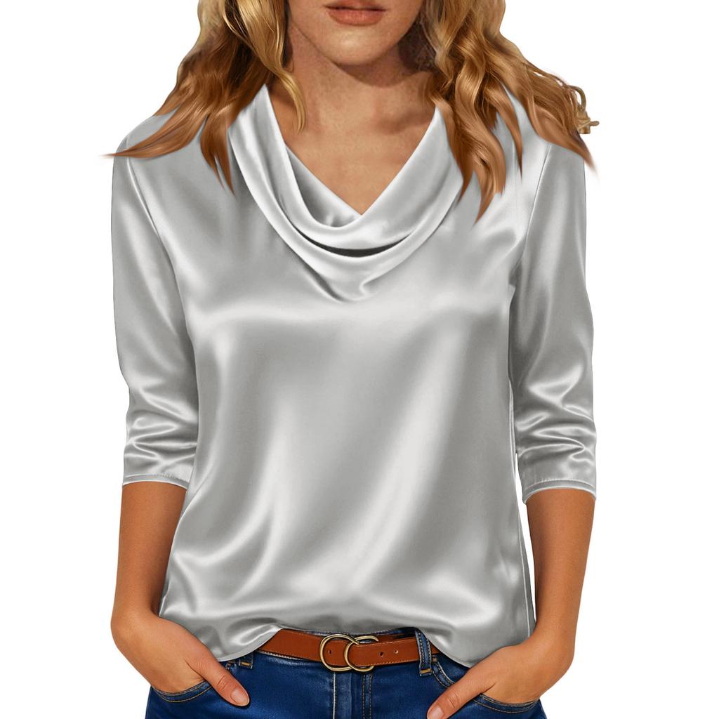 Bluse Für Damen Festlich 3/4 Langarm Hemden Business Casual Outfit Oberteile