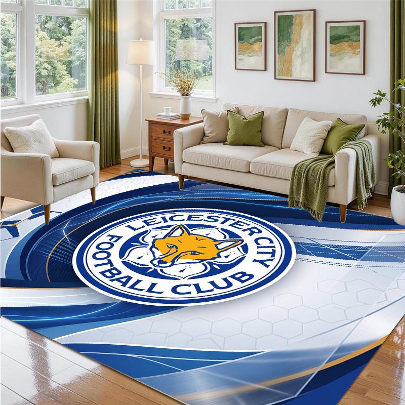 Leicester City Football Design Crystal Velvet Rug Soft Decorative Mat for Bedroom Entrance
