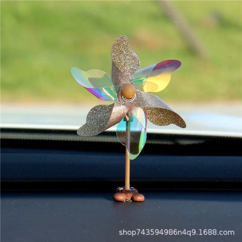 Car Interior Accessories Cute Mini Windmill Car Center Console Decoration Motorcycle Handlebar Helmet Decoration