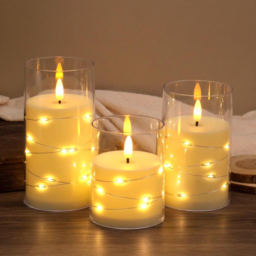Remote-Control LED Candle String Lights - Acrylic Ornaments for Concerts, Birthdays, and Romantic Decor