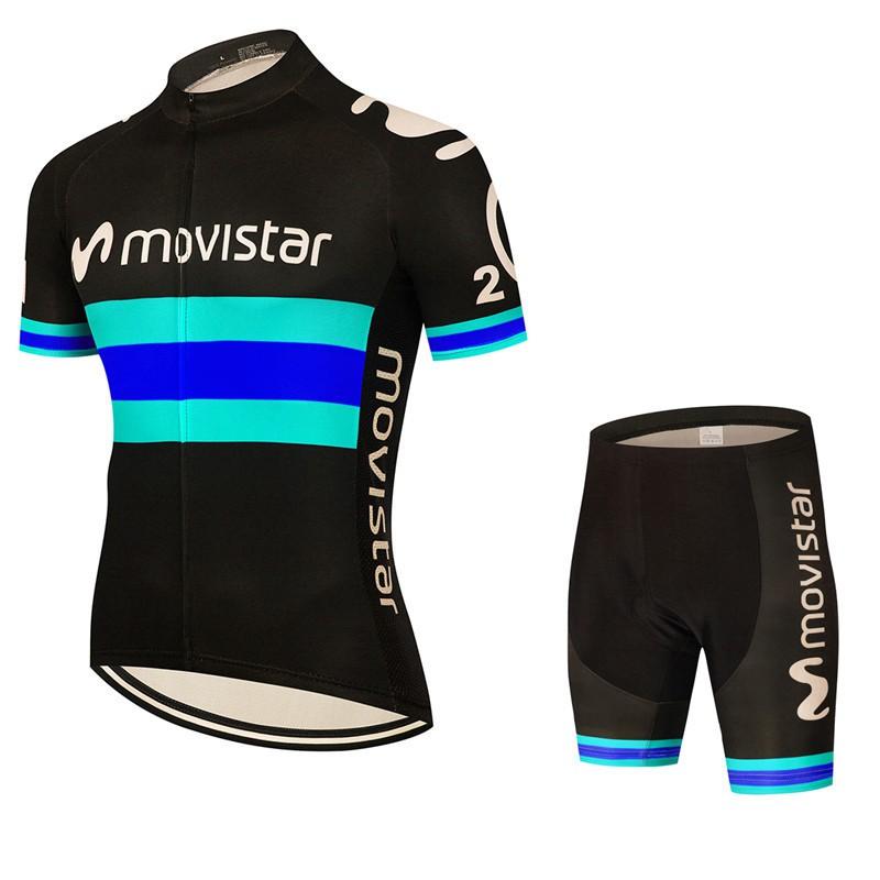Herren Fahrradtrikot Trägerhosen Set 2026 Movistar Team Atmungsaktives Fahrset Rennrad