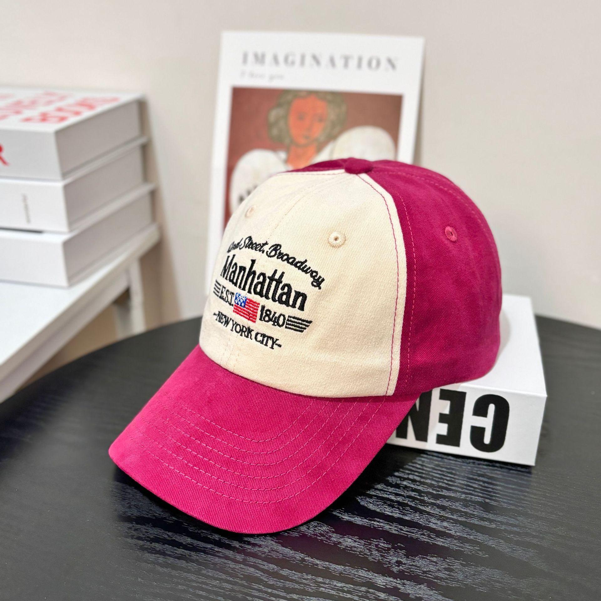 

Новая бейсболка детская ретро ткань модный стираный хлопок старый универсальный циферблат маленькая кепка мужская M（56-58cm） розы красного