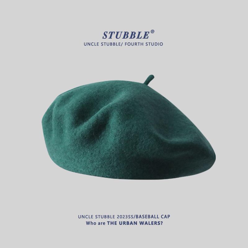 Women's Artistic Retro Wool Beret - Solid Color Autumn/Winter Hat