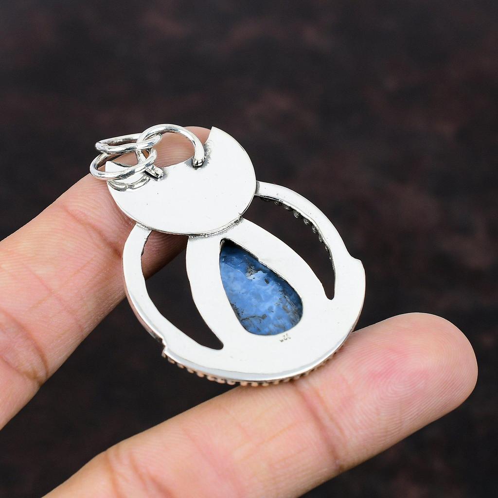 Owyhee Blue Opal Pendant Beautiful Jewelry 925 Sterling Silver Pendant Wonderful Gemstone Handmade Pendant Engagement Gift Statement Pendant