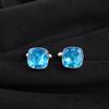 Swiss Blue Topaz Gemstone 925 Sterling Silver Men's Suit Cufflink 1" Handmade Jewelry Gift For Husband CL-9-10