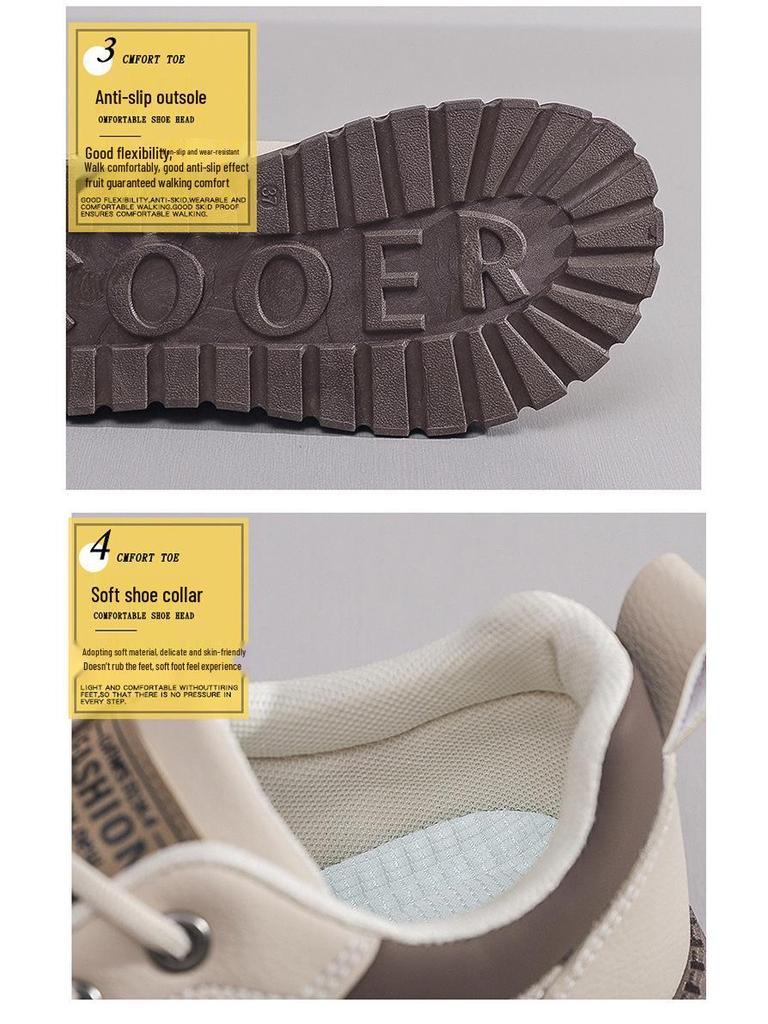 2025 Spring Women's Breathable White Versatile Thick-Soled Korean Style Casual Sneakers