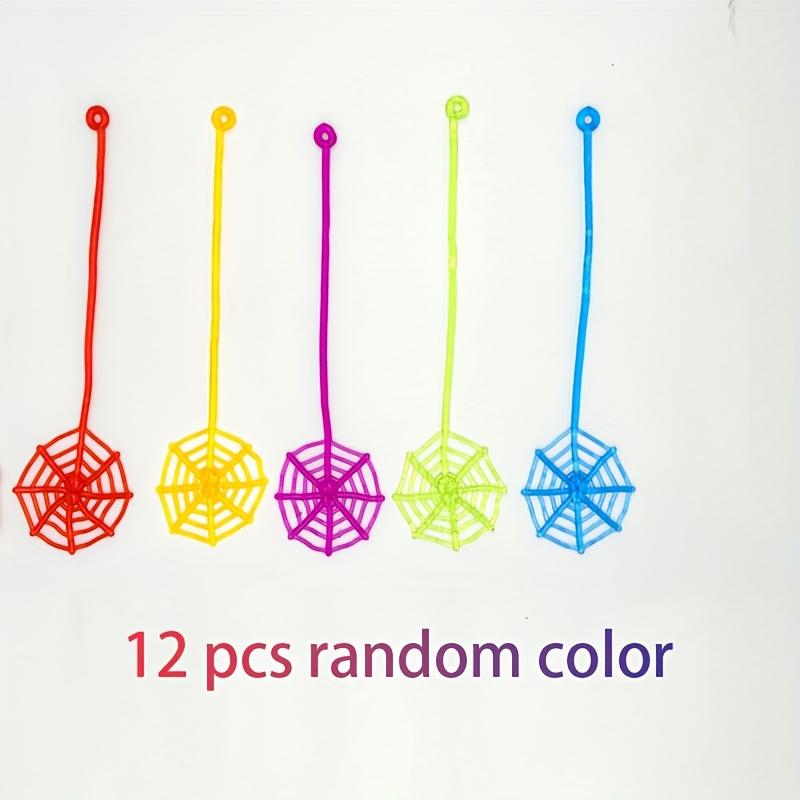12pcs Sticky Spider Web Party Favor Bags, Halloween Party Favors, Birthday Gifts, Classroom Prize Bags, Assorted Colors