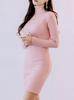 ISLAYCAOLILA EA6 Jose a mini dress perfect for club or party Features a high long and a high Orange Women's Dress, tight-fitting wear. turtleneck,