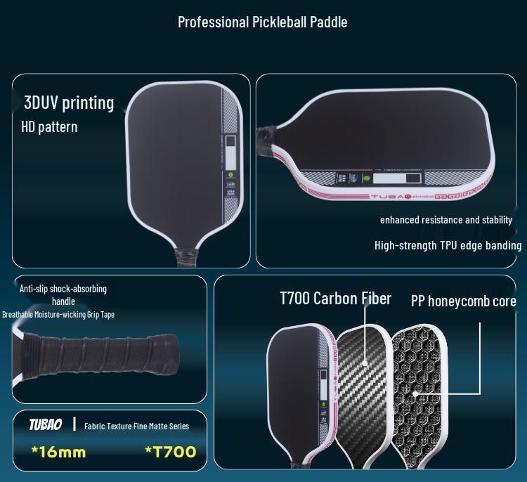 Fourth Generation Carbon Fiber T700 Padel Racket with Matte Foam Hot Press Integration