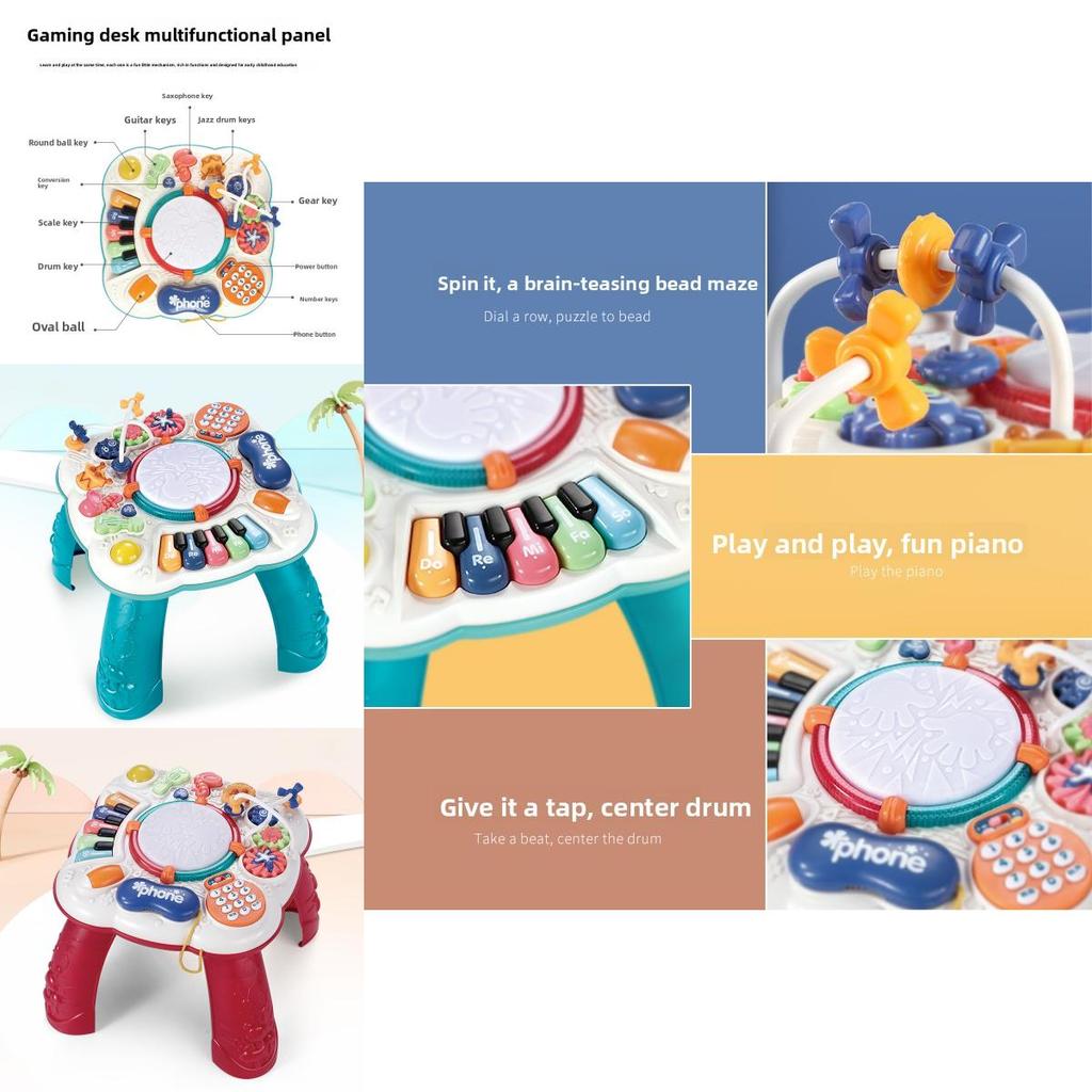 Mesa de Aprendizaje Multifuncional para Bebés con Juguetes Musicales para Edades de 1 a 3 Años