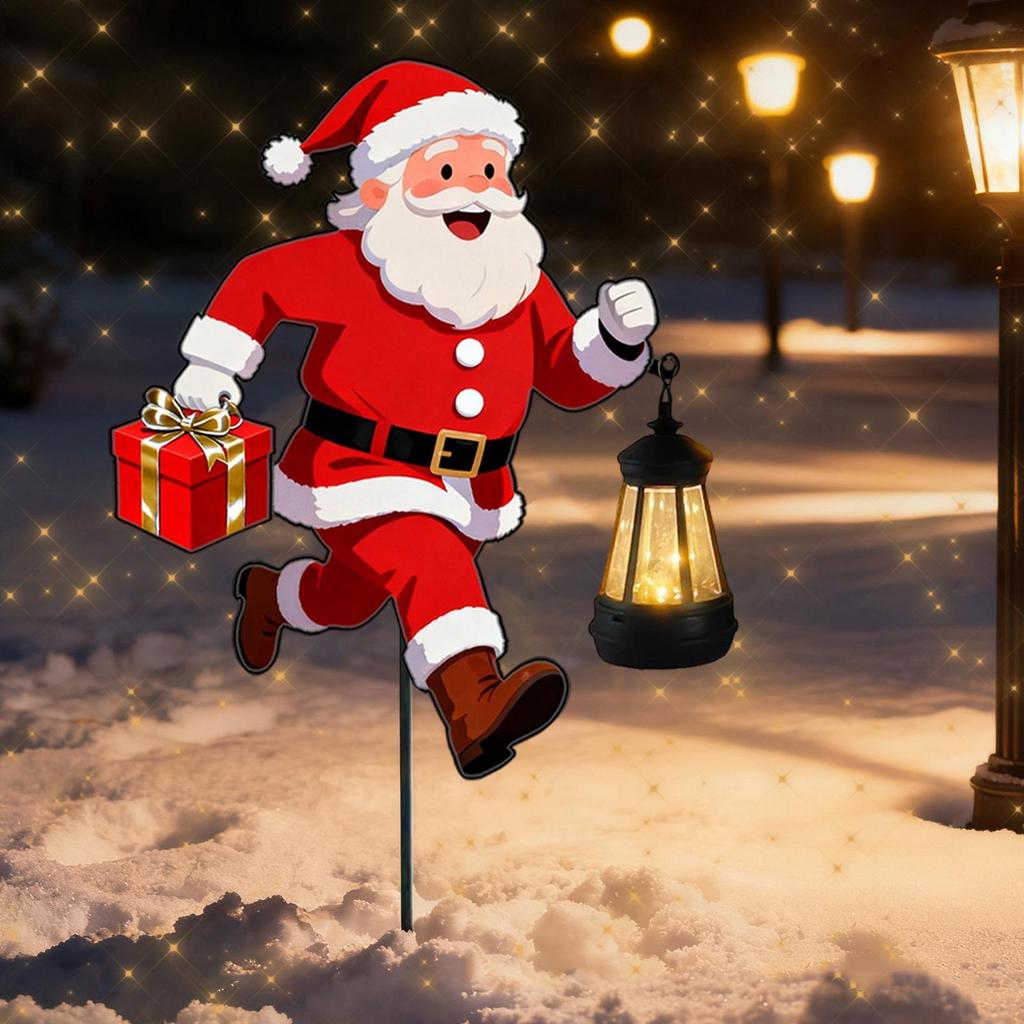 Solar Christmas Palace Lantern Warm lights Santa Claus Outdoor Garden Lights for Yard Lawn Holiday Party Decor