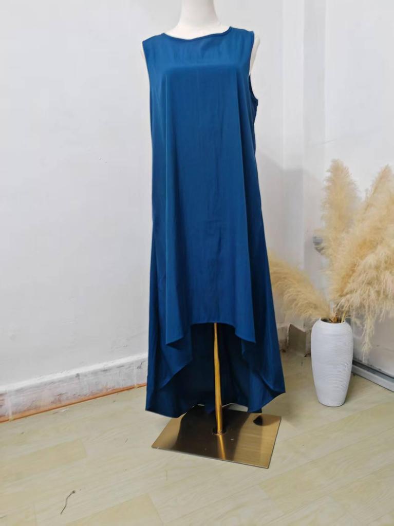 2026 Summer Women's Solid Color Sleeveless Loose Casual Dress with Irregular Hem