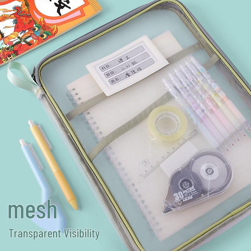 Best-Selling Transparent Student Mesh Handbag with L-Shaped Zipper