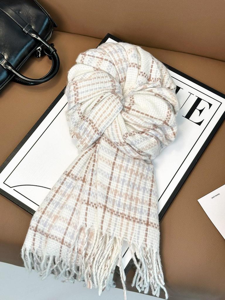Women's Korean Style Plaid Scarf 2025 - High-End, Versatile Shawl & Neck Warmer for Winter