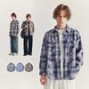 Spring and Autumn New Men's Loose Lapel Cardigan Long Sleeve Plaid Shirt