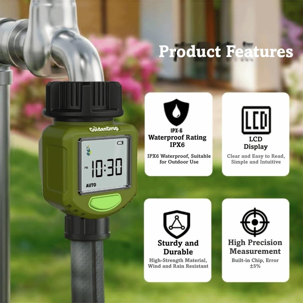 IPX6 Waterproof Digital Water Flow Meter LCD Display Digital Water Meter  Garden Irrigation