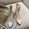 Women's high-heeled net boots spring and summer new thick-heeled large-size splicing cool boots