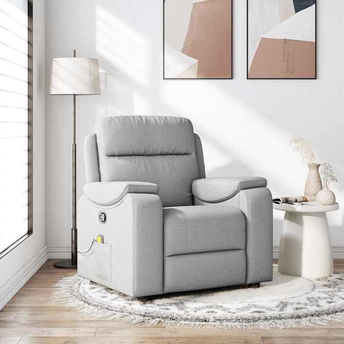 VidaXL Reclining Massage Chair Cloud Grey Fabric, Massage Chair, Armchair, Sofa Armchair, Office Chair 4015699