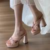 Sexy Thick Heel High Heel Sandals Women's 2 New Summer Wear with Skirts Are Beautiful and Not Tired of Sandals
