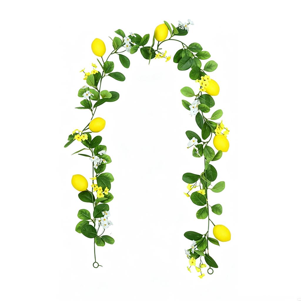 Realistic Artificial Lemon Garland with Green Leaves Simulated Lemon Vine Strips for Party Wedding Backdrop Front Door Decor