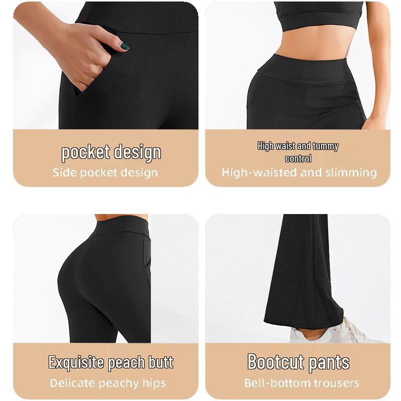 Pantalon de yoga amincissant taille haute micro-évasé pour femme – Style européen et américain élastique