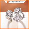 Huitan Luxury Trendy Geometric Cubic Zircon Opening Rings for Women Silver Color Wedding Party Statement Jewelry Geometric Ring