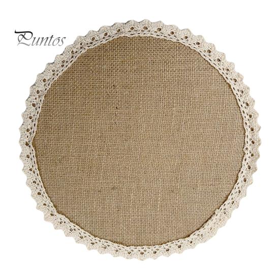

Набор салфеток из джута, деревенские кружевные круглые фестончатые края, подставки под горячее для тарелок и чашек, термостойкие подставки из натурального волокна, 9,8-футовый обеденный коврик для тарелок A