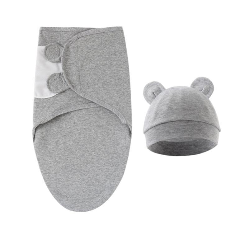 4 Set Baby Swaddles Wrap Blanket with Bonnet Hat Sleeping Bag Anti Kick Blanket Swaddles for Toddler 0-12 Months