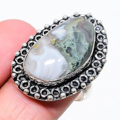 Indian Moss Agate Gemstone 925 Sterling Silver Jewelry Ring Size 9 Z6c19