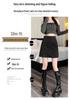 Plus Size Women's High Waist Black Irregular Short Skirt - Autumn/Winter Slimming Style