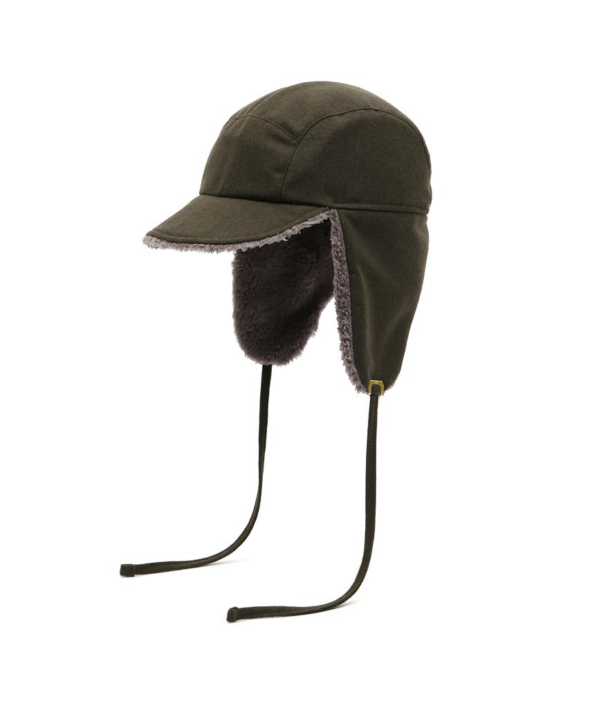 Eondeokeonteulolseutyudio Winter Reversible Fur Hat Trapper Hat / Reverse Fur / Flannel Olive