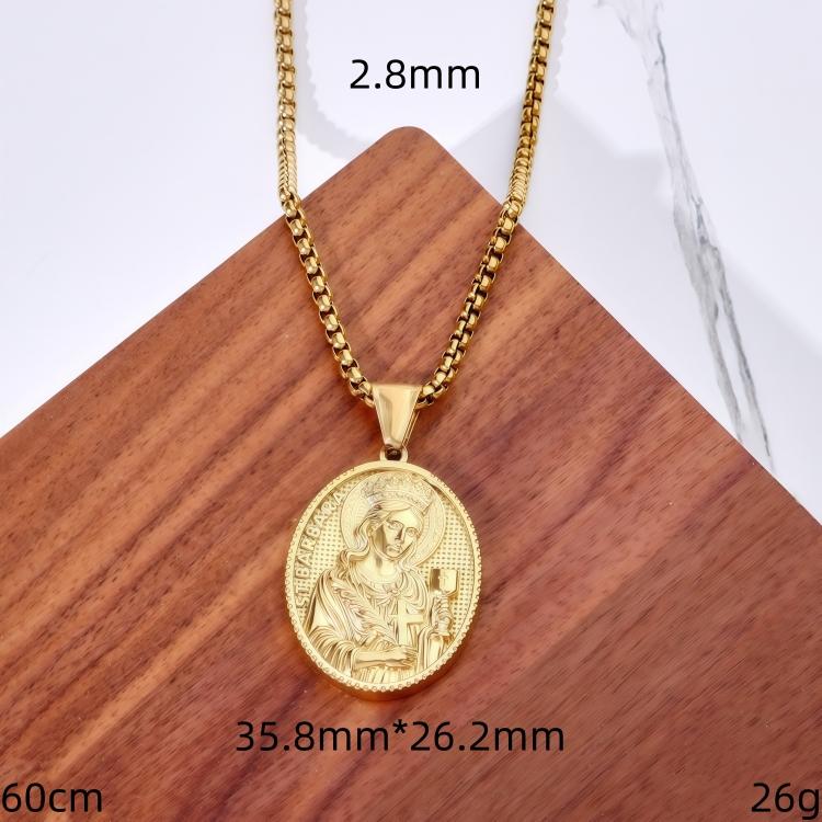 Vintage Trendy Christian Face Gold Plated Stainless Steel God Pendant Necklace Jesus Portrait Gift
