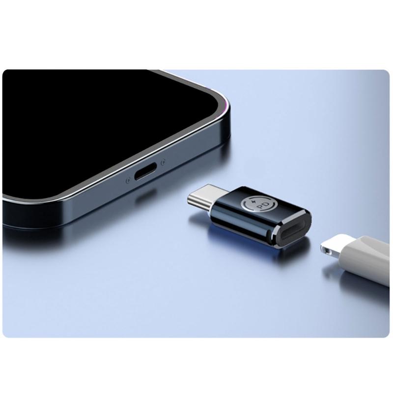 Type-C Charging Adapter Support 27W Fast Charging and 480Mbps Data Transfer for 8Pin Female To Type-C Male Adapter