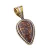 Natural Maryam Jasper 925 Solid Sterling Silver Gift TwoTone Pendant 1.25" I0s23