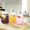 KEMORELA 4PCS Ribbed Glass Cups with Lids & Straws – 18oz Vintage Wavy Glass Coffee Cups, Bubble Glass Aesthetic for Iced Coffee, Clear Ribbed